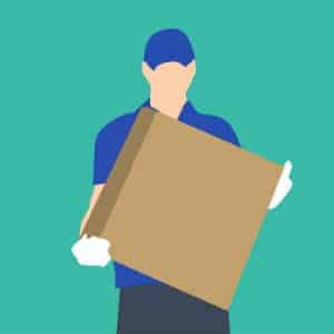 delivery driver lifting a heavy box
