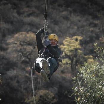 person on zipline